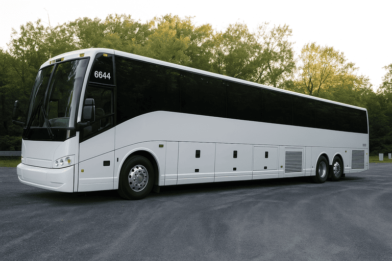 exterior of Charter Bus Rental Janesville coach bus